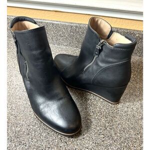 Naturalizer SOUL Black Synthetic Ankle Boots Wedge Womens 11M Comfort Casual Zip